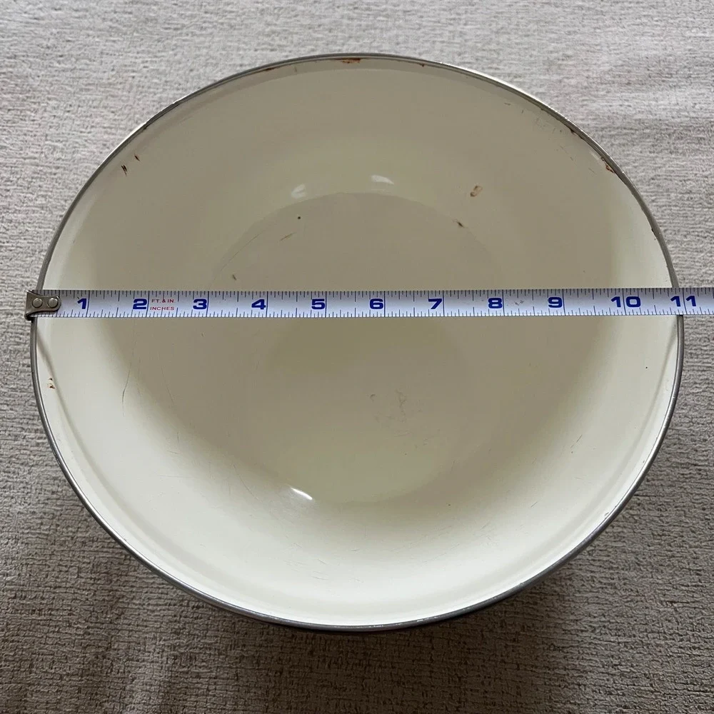 Vintage Kobe Kitchen Enamel Floral Mixing Bowl Made in‎ Japan 10.5